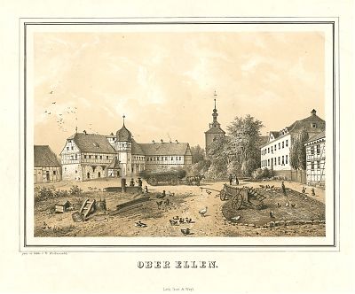Oberellen/bei Eisenach, Farblithographie von R. Weibezahl