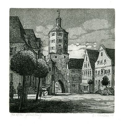 Klaus Eberlein : Günzburg (Original-Radierung)