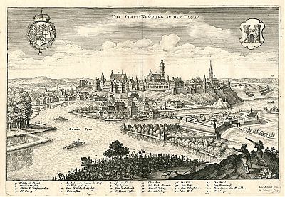 Neuburg an der Donau : Kupferstich von M. Merian